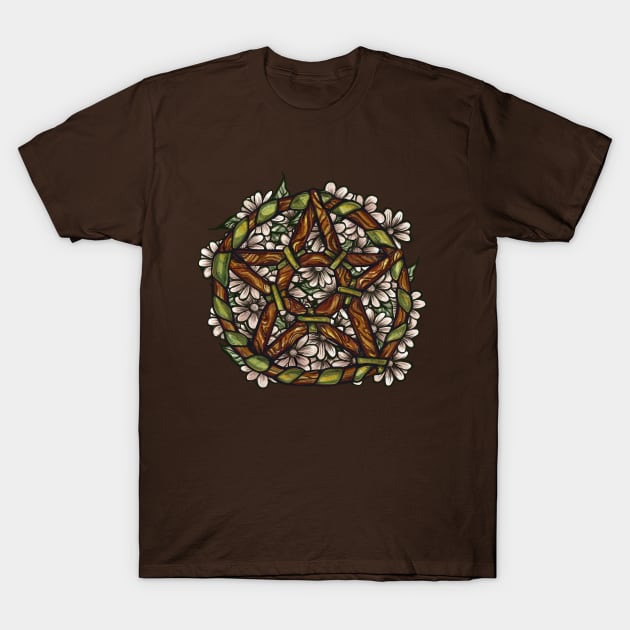 Green Witch Pentagram T-Shirt by bubbsnugg